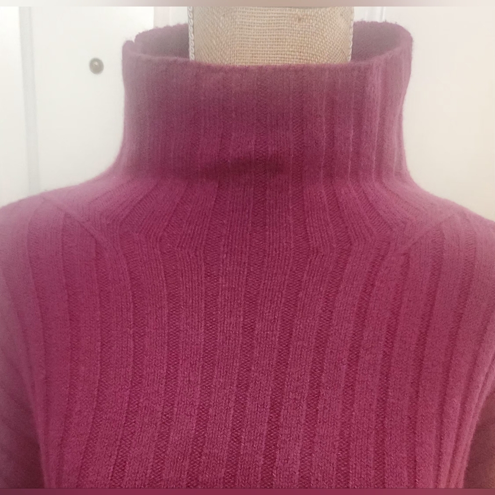 Open Edit Cotton Blend Raspberry Pink Ribbed Sweater Size M - Picture 3 of 7